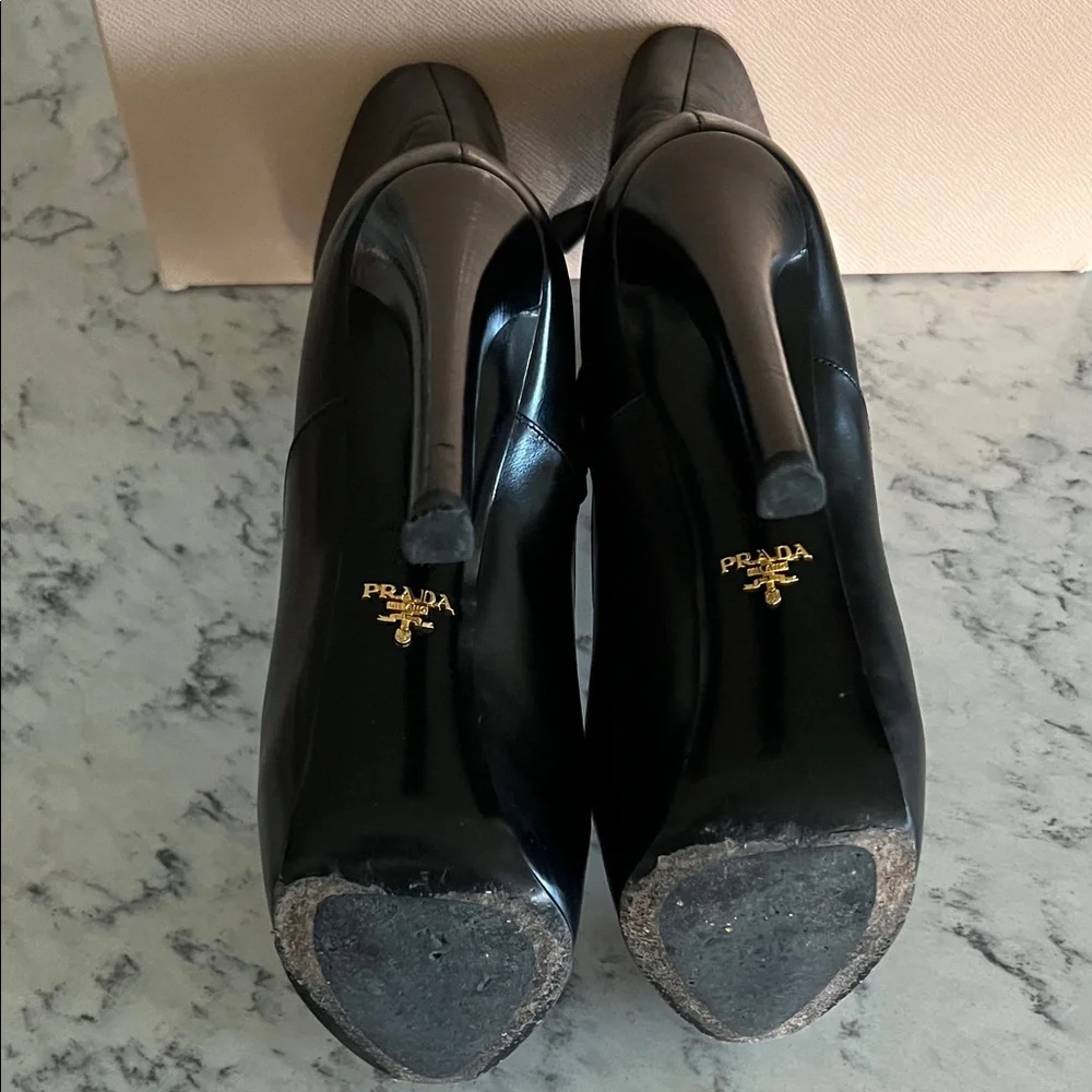 Prada Women's Sleek Black Heeled Boots - Picture 3 of 6